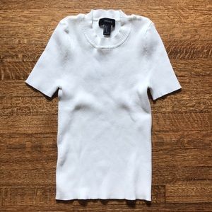 F21 White Ribbed Sweater Top